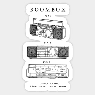 Boombox Portable Music Player Hip Hop Patent Print Sticker